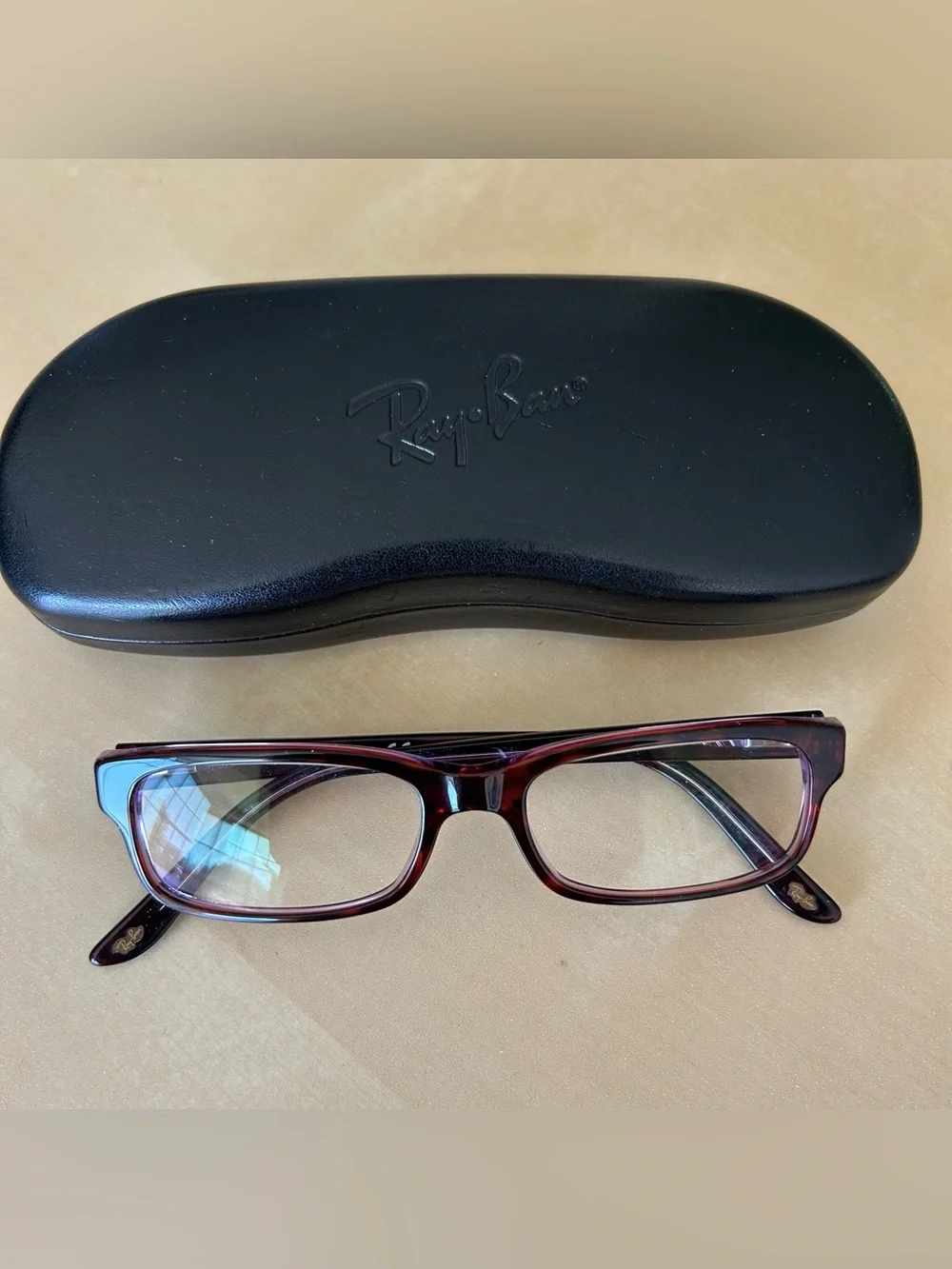 Ray-Ban RB5187 2442 Eyeglasses Frames Purple Tortoise Rectangular 50-16-140